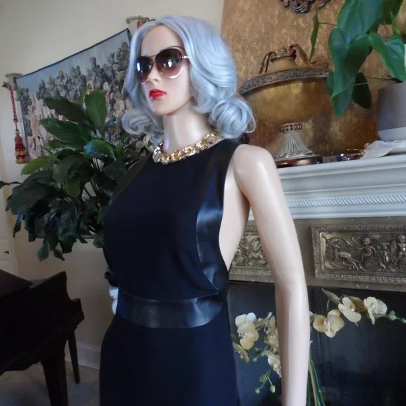 Gucci Black 100% Silk Dress with Lamb Leather Trim Size IT 42 - US 6 - Picture 6 of 16